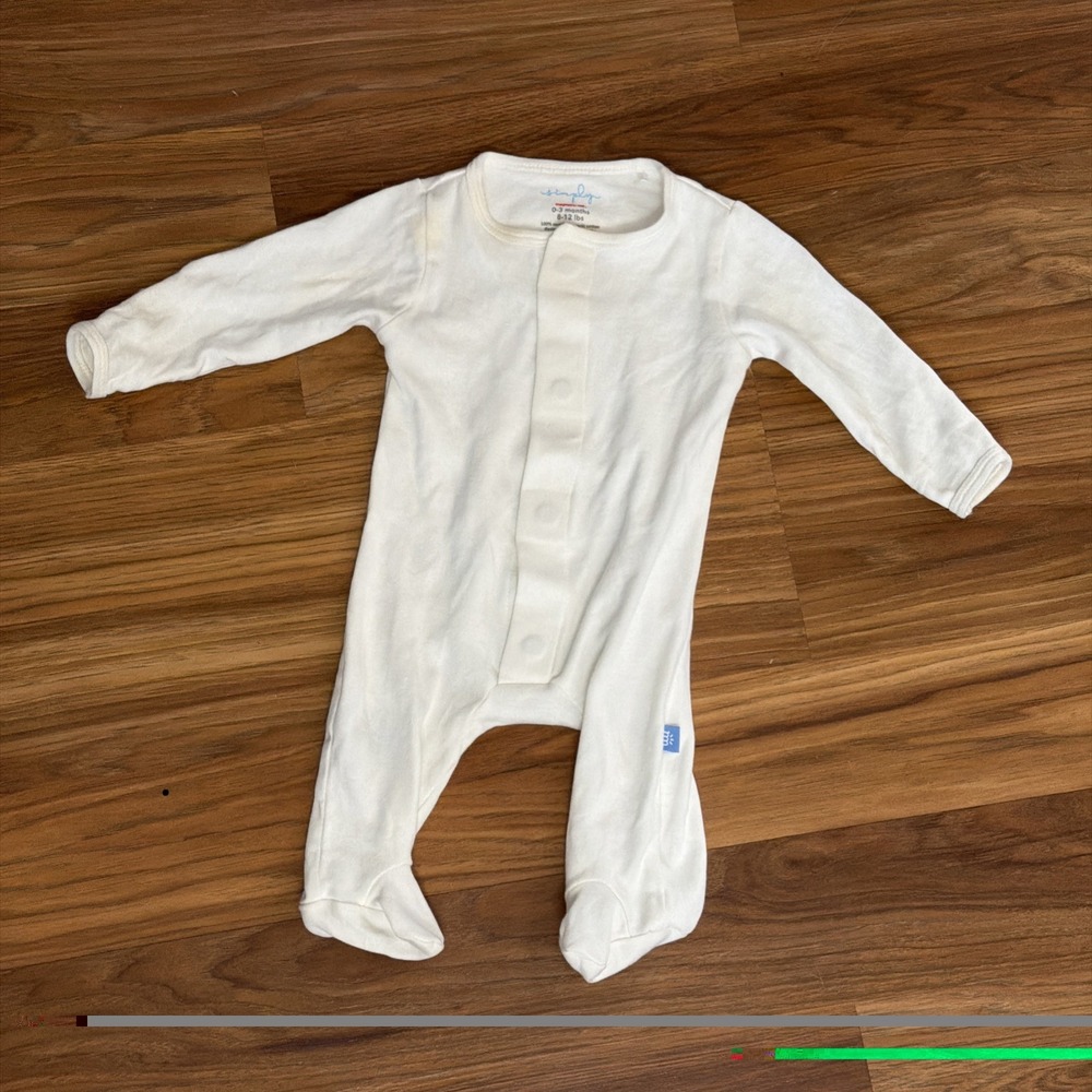 Magnetic Me Simply Organic Cotton Baby 0-3 Ivory Footed Sleeper Pajamas 8-12#